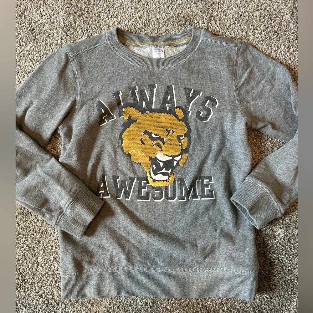 Girls Carters Kids graphic grey crew neck sweatshirt